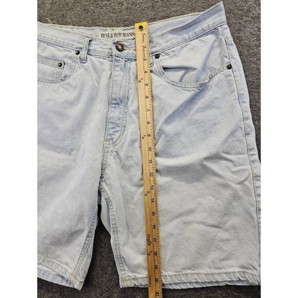 VINTAGE Bugle Boy Shorts Mens 34 Blue Light Wash Denim Dad Jorts - Picture 9 of 9